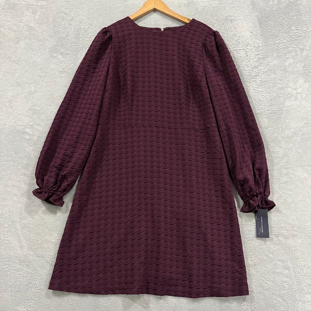 Tommy Hilfiger Women's Purple Embossed Dress 14 Shift Career Preppy‎ Office